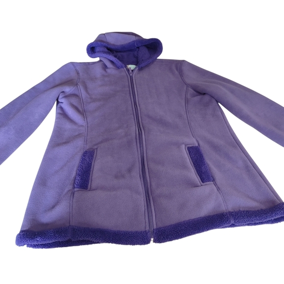 Totes Women's Purple Long Sleeve Fleece Full Zip Up Hooded Jacket Size Large - Picture 5 of 9